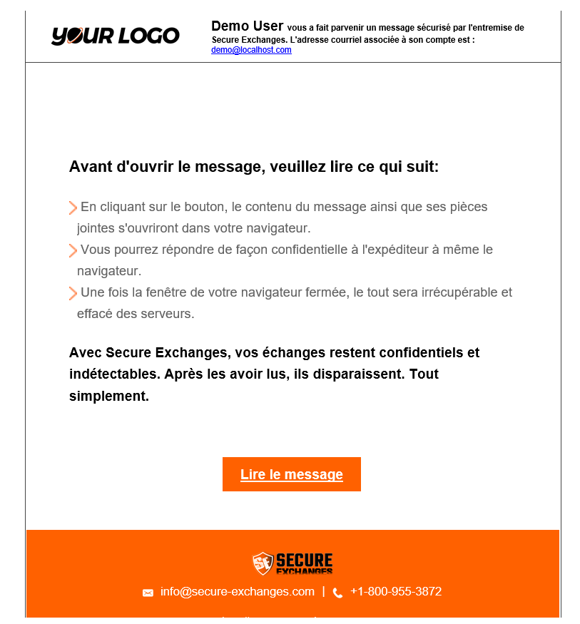 Example of a white labeled email