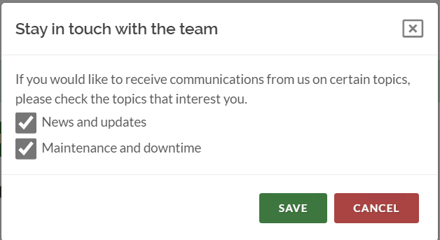 Window to Modify the Preferences to Stay in Touch with the Team